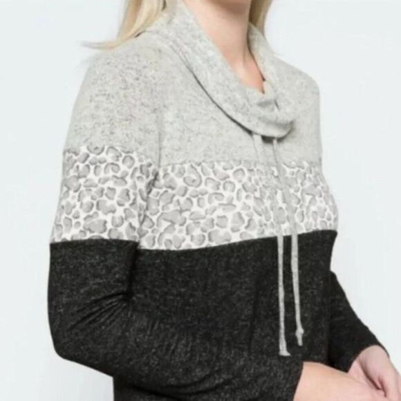 Market & Spruce Cameron Cowl Neck Brush Knit Top Womens Medium Cozy Pullover - Picture 2 of 6